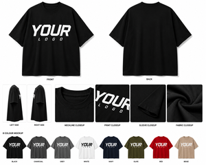 เสื้อยืดโอเวอร์ไซส์ผู้ชาย พิมพ์โลโก้ตามสั่ง คอกลม แขนสั้น สไตล์ลำลอง เสื้อยืดเนื้อหนาสำหรับผู้ชาย - Product Image 5