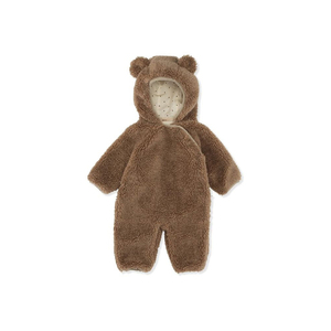 Combinaison pour bébé en fausse fourrure marron, à capuche, unisexe, hiver, douce, une pièce - Product Image 2