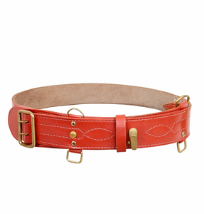 Dusty Orange Leather Cross Shoulder Belt with Brass Hardware Adjustable Strap - Product Image 6