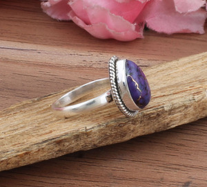 Natural Purple Copper Turquoise <b>Ring</b> 925 Sterling Silver Mojave Turquoise Boho <b>Statement</b> Wedding Jewelry <b>for</b> <b>Women</b> - Product Image 4