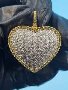Colgante de Corazón de Moissanita Estilo Hip Hop, Colgante Iced Out Bling para Rapper, Colgante de Plata Sólida 925 Bañado en Oro, Regalo de Cumpleaños para Ella - Product Image 6