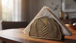 Porte-serviettes en métal motif feuille de fougère botanique, design texturé moulé, pour cuisine et salle à manger, vente en gros - Product Image 3