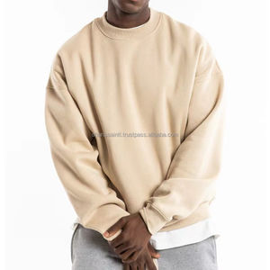 เสื้อสเวตเตอร์คอกลมโอเวอร์ไซส์ผ้าฝ้ายเสื้อสเวตเตอร์ไม่มีแขนเปิดไหล่แบบลำลองของผู้ชายดีไซน์ใหม่ - Product Image 1