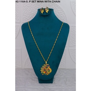 Collar de Moda con Colgante de Aleación de Cobre Chapado en Oro, Diseño de Pluma de Flauta, con Circonita Blanca, Collar de Boda para Mujer, Imitación Mahavir - Product Image 6