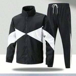 ชุดวอร์มคุณภาพสูงขายส่ง เสื้อแจ็คเก็ตซิปกันลม กางเกงจ็อกกิ้ง ชุดเซ็ตไนลอน รับสกรีนโลโก้ สำหรับผู้ชาย - Product Image 1
