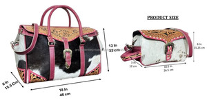 Bolsa de lona de viaje de piel de vaca mecanizada a mano de lujo de diseñador de marca con bolsa de cosméticos cruzada occidental conjunto de dos piezas a juego para mujer - Product Image 2