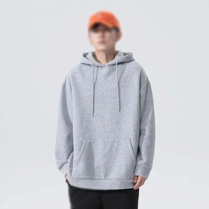 Sweat-shirt à capuche oversize blanc pour homme, manches régulières, couleur unie, décontracté, 100% coton French Terry, vêtement d'automne - Product Image 3