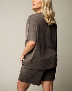 Conjunto de Ropa de Verano Oversize para Hombre y Mujer, Estilo Acid Wash, Conjunto Casual Unisex con Shorts a Juego, Conjunto de Ropa Urbana para Mujer con Estampado Personalizado - Product Image 6