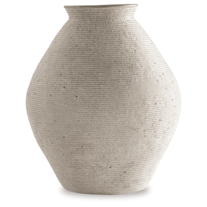 Jarrón de cerámica minimalista hecho a mano, decoración de mesa, superficie texturizada beige a precio económico. - Product Image 3
