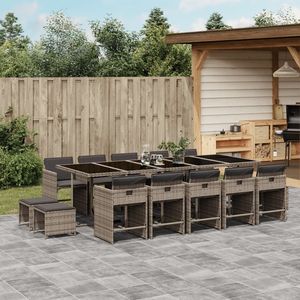 Conjunto de Comedor Plegable para Patio de 14 Plazas, en Ratán Sintético Gris, para Jardín - Product Image 1