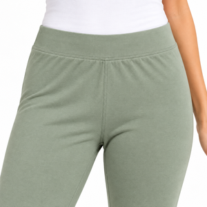 Women Sage Capri <b>Leggings</b> Breathable High Waist Compact Siro Viscose Stretch Jersey <b>Cropped</b> Soft Casual Lounge Wear OEM - Product Image 5