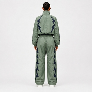 Black Nylon Training Tracksuit <b>Set</b> with Athletic Jacket and Track Pants for Sports Fitness Running Workout Gym and Outdoor Wear - Product Image 2