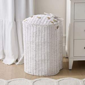 Panier à linge en rotin blanc en forme de chat avec couvercle amovible, panier de rangement tressé en forme d'animal, bac de rangement pour jouets de filles - Product Image 3