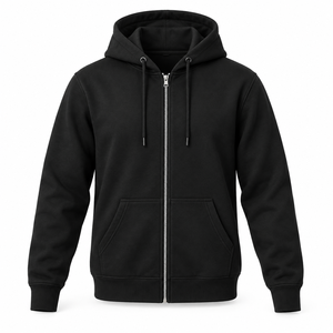 Men's Raglan <b>Full</b> <b>Zip</b> <b>Hoodie</b> with Welt Pockets, Drawstring Hood, Ribbed Cuffs and Hem, Solid Color, Casual Streetwear Outerwear - Product Image 1