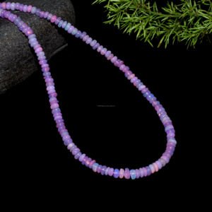 16 pouces 3x3 à 4x4 MM forme de rondelle lisse perles de pierres précieuses opale éthiopienne naturelle brin de pierres précieuses de feu multi-rose pour bijoux - Product Image 3