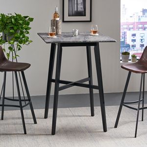 Modern 42\" <b>Bar</b> Height Dining <b>Table</b> with Paladina <b>Marble</b> Finish Rubberwood Legs Laminate <b>Table</b> Top in Black-Paladina Collection - Product Image 1