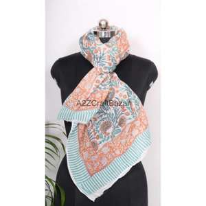 Floral 100% Cotton Block Printed Sarong Pareo Bikini <b>Cover</b> <b>Up</b> Soft <b>Beach</b> Wrap Scarf Handmade <b>Women</b> Supplier - Product Image 4