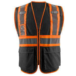 Custom Hi Vis Reflective Safety Vest Quick Dry Black Mesh Work-wear High Visibility Reflective Safety Vest For Mens - Product Image 1