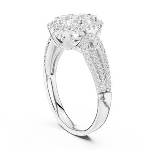 Bague de fiançailles de luxe vintage en diamant taille brillant certifié IGI, avec tige en argent motif feuille, pour femme, cadeau idéal pour mariage, anniversaire ou soirée, bijou raffiné - Product Image 2