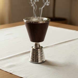 Modern Wooden & Stainless Steel Bakhoor Incense Burner with Metal Charcoal Cup Arabic <b>Oud</b> Resin Burner Home Decor - Product Image 1