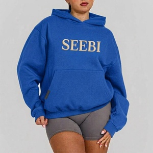 Sudadera Varsity Bordada con Cuello Redondo, Sudadera con Capucha Personalizada, Bordado 3D, Frente Sólido, para Mujer, Invierno, 100% - Product Image 4