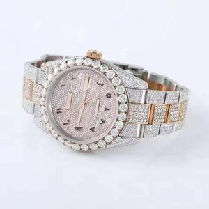Reloj de Pulsera de Lujo de Acero Inoxidable con Esfera Redonda, Reloj de Cuarzo con Moissanita VS1, Adornado con Diamantes, Resistente al Agua, para Negocios - Product Image 3