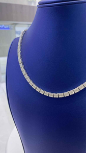 Collier Chaîne Tennis Moissanite Luxe Entièrement Pavé de Pierres Effet Glacé Haute Brillance Bijoux Hip Hop Tendance Argent 925 Styles Audacieux - Product Image 3