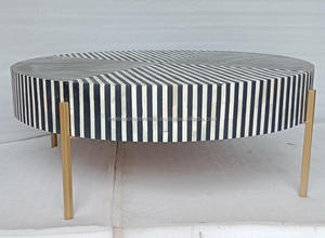 Explorez des tables basses uniques en incrustation d'os Style intemporel pour la vie moderne - Product Image 2