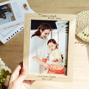 Elegant Natural Wood Photo <b>Frame</b> Rectangle Tabletop Vertical Engraved Handmade Mother's Day Gift - Product Image 6