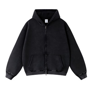 Sweat à capuche en coton molletonné surdimensionné pour homme, personnalisé, entièrement zippé, imprimé, respirant, idéal pour l'hiver, à prix abordable - Product Image 2