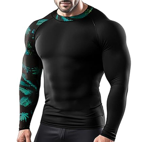 Chemises de bain anti-UV pour hommes UPF 50+ à manches longues, compressives, avec logo sur le devant, séchage rapide, sous-vêtement technique pour Jiu Jitsu BJJ - Product Image 2