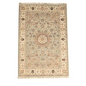 Tapis persan floral noué à la main sur mesure 10' x 14' en laine à poils ras, style contemporain vintage pour la maison - Product Image 1