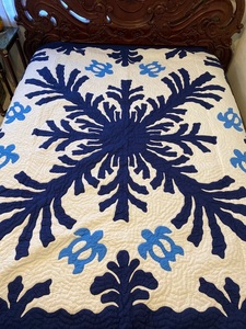 Beautiful Vintage Dark Blue Color Turtule Patterned 100% Cotton Material Eco-friendly Hawaiian <b>Quilts</b> Home Hotel <b>Bedding</b> Decor - Product Image 4