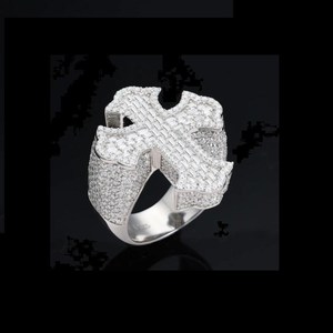 Hip Hop Fashion <b>Men</b> Cuban <b>Ring</b> Iced Out Cross Moissanite Diamond <b>Rings</b> 925 Sterling Silver Cross <b>Ring</b> - Product Image 4
