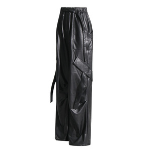 Wholesale Casual Button Fly Quick Dry Breathable <b>Men's</b> PU <b>Leather</b> <b>Pants</b> Luxury Vintage Winter Cheap Price - Product Image 3