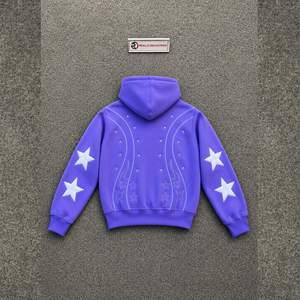 Sudadera con capucha y cremallera STREETWEAR PURPLE STAR, moda moderna, corte relajado, informal, con cremallera, forro polar oversize con estampado de estrellas, ropa informal de otoño, cómoda - Product Image 6