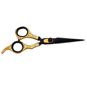 Tijeras de Pelo de Titanio Dorado de Lujo, Tijeras Profesionales de Barbería, Logotipo Personalizado, Hojas Negras Mate, Mango Tallado, para Peluquería - Product Image 4