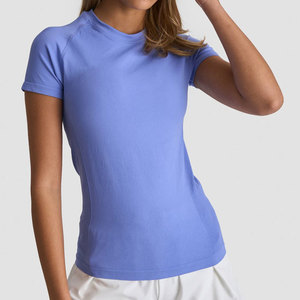 เสื้อยืดคอกลมแขนสั้นผ้าคอตตอน 100% ผสมอีลาสเทน คุณภาพสูงสำหรับออกกำลังกาย ยี่ห้อ Longline Women  สีสันตามสั่ง - Product Image 6