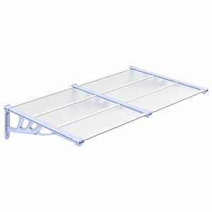 Auvent de porte gris et transparent en polycarbonate ABS et aluminium pour garages, abris de voiture et auvents - Product Image 2