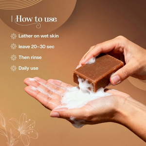 Jabón Natural de Sándalo 100g, Jabón Orgánico Hexa con Sándalo, Azafrán y Manteca de Karité - Product Image 3