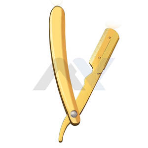 Navajas de Afeitar Profesionales para Hombre, Navaja de Afeitar Recta de Acero Inoxidable, Acabado Dorado, Afeitado Suave - Product Image 1