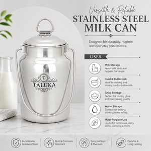 Contenedor de Almacenamiento de Leche de Acero Inoxidable de 169 oz, Fabricado en India, Apto para Alimentos, con Tapa, Recipiente Resistente para Transportar Leche - Product Image 3