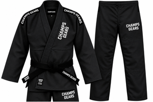 CHAMPS GEARS - Traje de Jiu Jitsu Brasileño Personalizado, Tejido de Perlas, Algodón, Uniforme de BJJ, Ropa de Artes Marciales, Ecológico, Modelo CG-BJJ-90, Unisex - Product Image 3