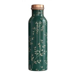 Handmade Pure Copper <b>Water</b> <b>Bottle</b> with Floral Print Leak Proof Ayurvedic Copper Vessel Wholesale for Wellness & Gifts - Product Image 6