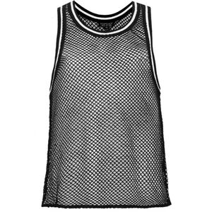 Camiseta sin mangas unisex de punto con cuello redondo y ribete en contraste, top corto transpirable informal para verano - Product Image 6