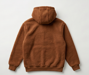 Sweat-shirt à capuche en polaire marron pour homme, coupe classique, vêtements décontractés d'hiver, couleur unie, style pull tricoté - Product Image 2