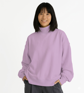 Custom High Quality Women Mock Neck Plus Size Heavyweight Luxury <b>Drop</b> Shoulder Mockneck Sweatshirt for Women - Product Image 6