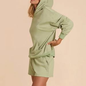 Conjunto de Sudadera con Capucha y Pantalones Cortos para Mujer, 100% Algodón, Personalizado al por Mayor, Dos Piezas, Ropa Deportiva para Mujer, Conjunto 2026 - Product Image 3