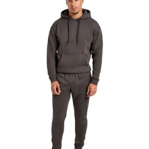 Mens Dark Brown Hoodie Tracksuit <b>Set</b> <b>Matching</b> Sweatpants <b>Jogger</b> Pants Two Piece Casual Sportswear Streetwear Pullover Hooded - Product Image 1