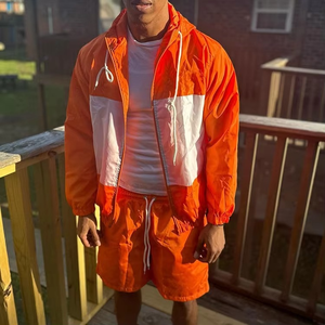 New Men Lightweight Casual <b>Polyester</b> <b>Shirts</b> and Nylon Shorts Two Piece Set Windbreaker Tracksuit Men Summer Sets - Product Image 2